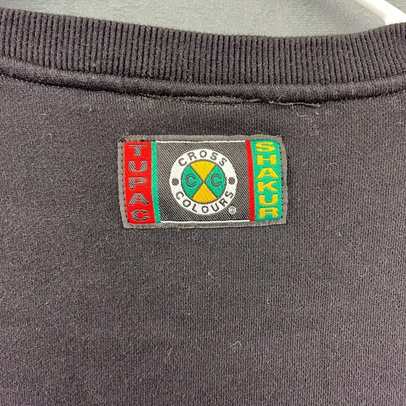 Vintage Cross Colors x Tupac 90's Hip Hop Black Crewneck Sweatshirt Large - Picture 4 of 11